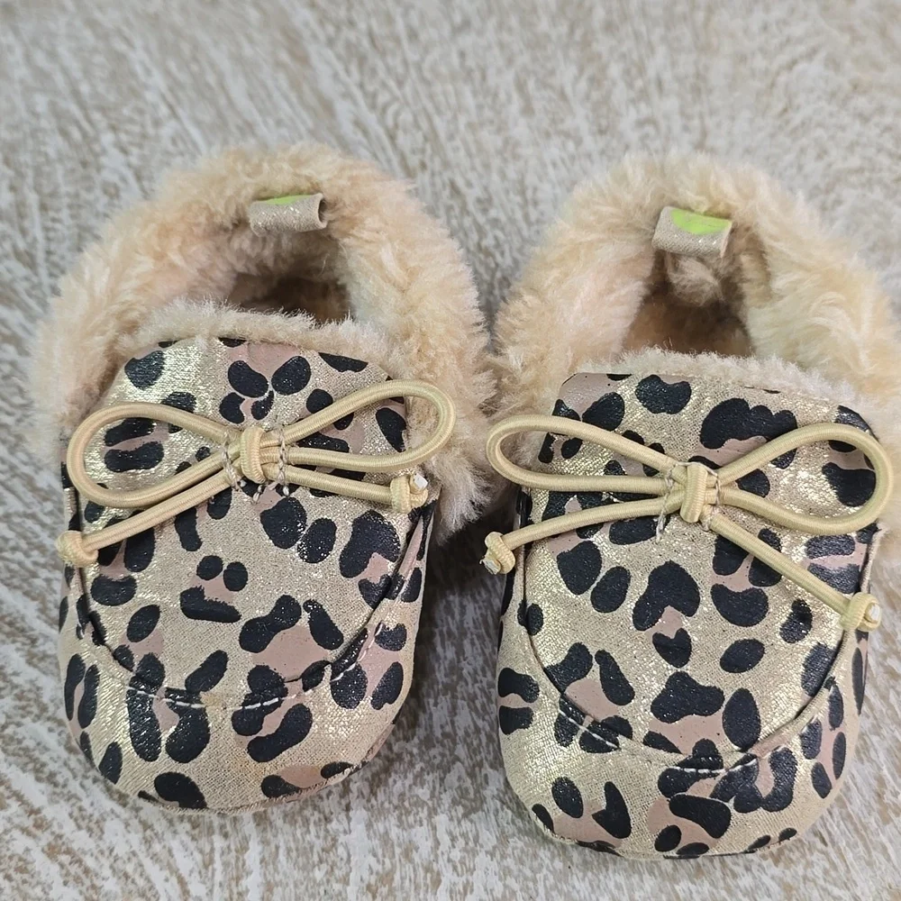 Stepping Stones Baby Leopard Faux Fur Slippers 3/6 months